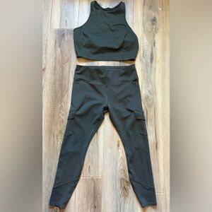 All in Motion Dark Green Leggings and Crop Top Set